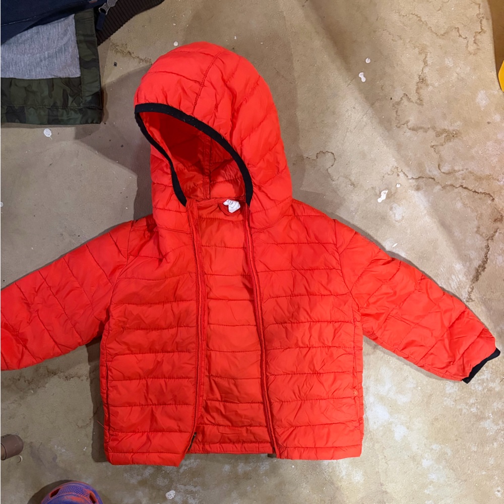 GAP Bright Orange Quilted Hooded Puffer Jacket